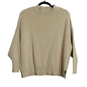 Zesica Womens Knit Pullover Sweater Side Slit Dolman Sleeve Crewneck Tan Size XS